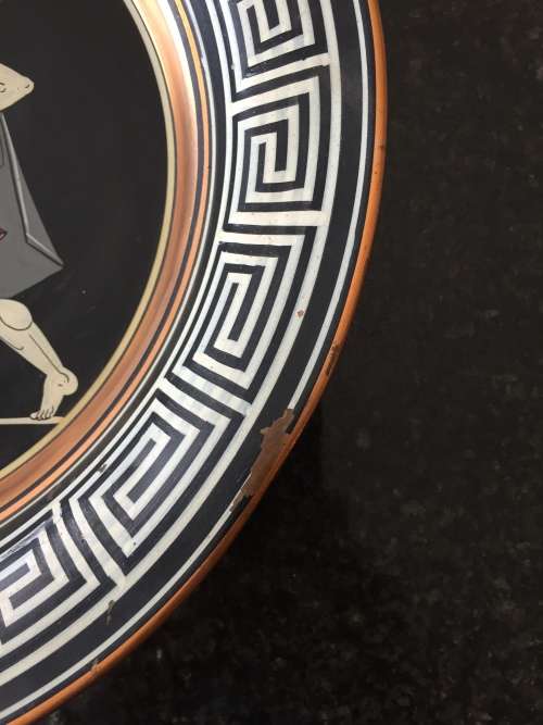 Solid copper Greek painted plate